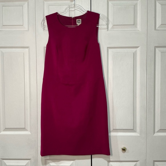 🍓 Anne Klein magenta Pink Sleeveless Sheath Dress - Size 8 - Picture 1 of 5